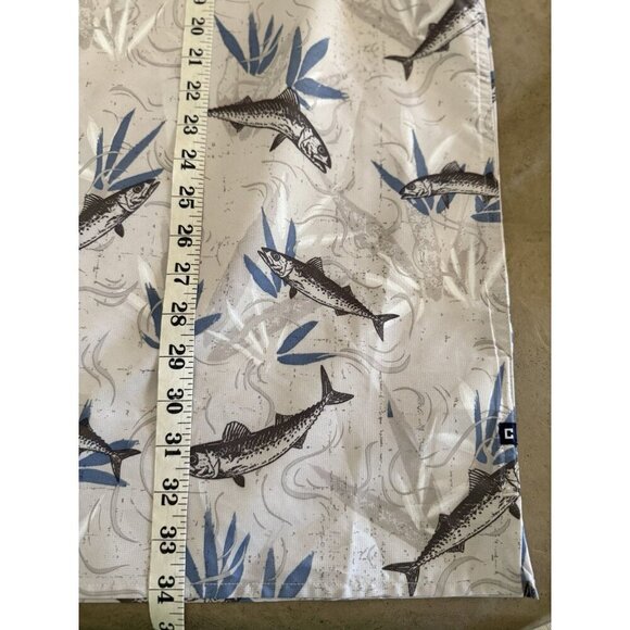 Chaps MENS SIZE LT Vented Fishing Button Shirt All Over Fish Print Beige - Picture 9 of 10